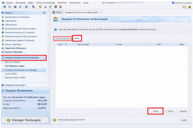 Início da declaração
