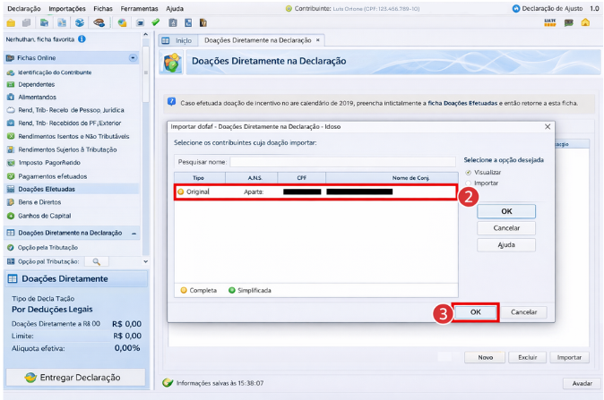 Finalização da doação